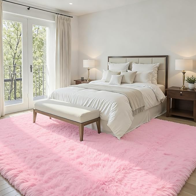 6x9 Area Rugs for Living Room Rug: Soft Fluffy Shag Light Pink Rugs for Bedroom - Image 2
