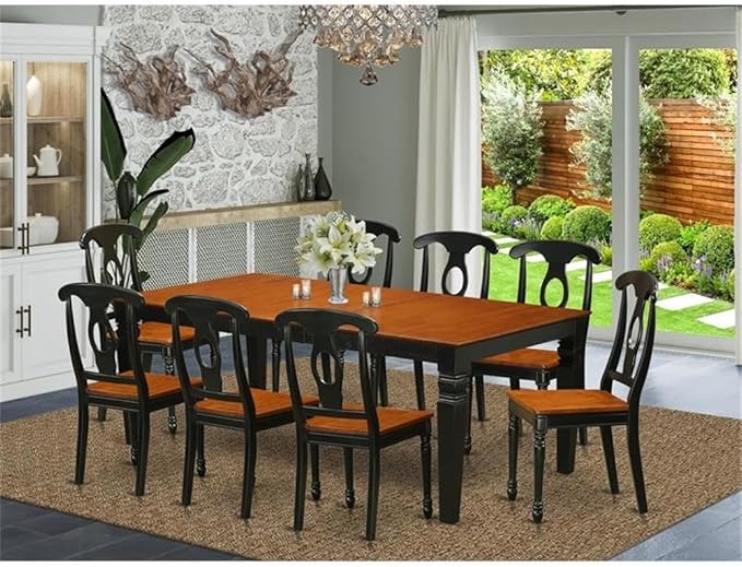 East West Furniture LGKE9-BCH-W 9 Piece Dining Table Set Includes a Rectangle...