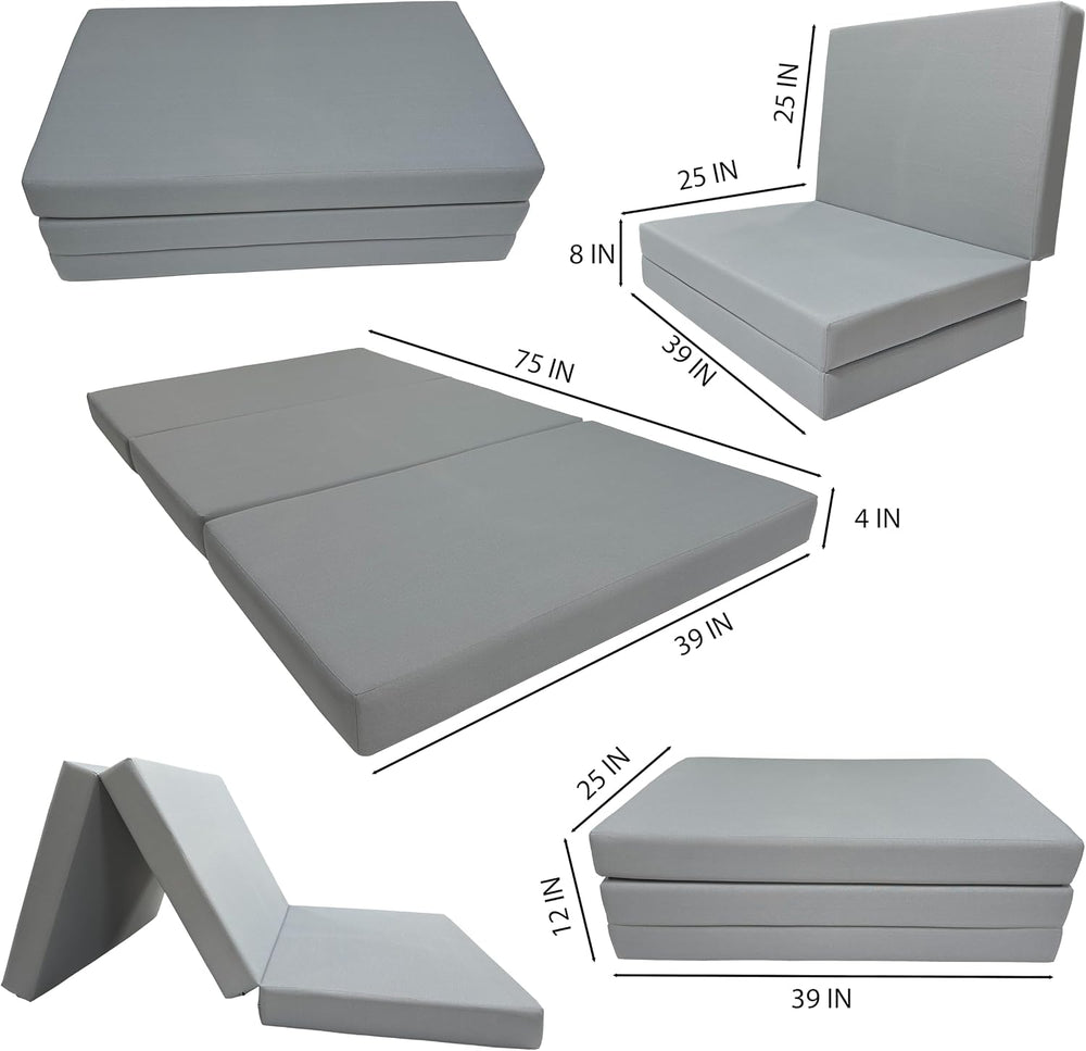 D&D Futon Furniture Portable Trifold Mattress, Foldable Foam Mattresses S...