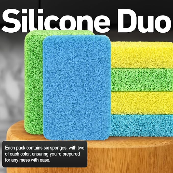 Casanero 6 Pack Silicone Dish Sponges, Heavy Duty Non Scratch Sponges - Image 2