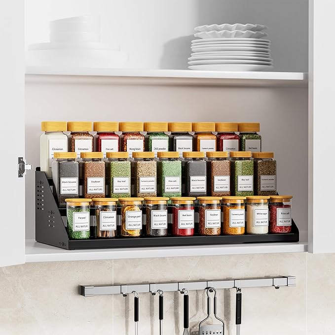 RCHYFEED Spice Rack Organizer for Cabinet, 3 Tier Spice Rack Expandable