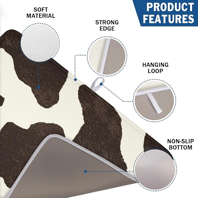 Milk Cow Drying Mat 24x18 Inch, Cattle Fur Farmhouse Dish Drainer Mats Summer - Image 3