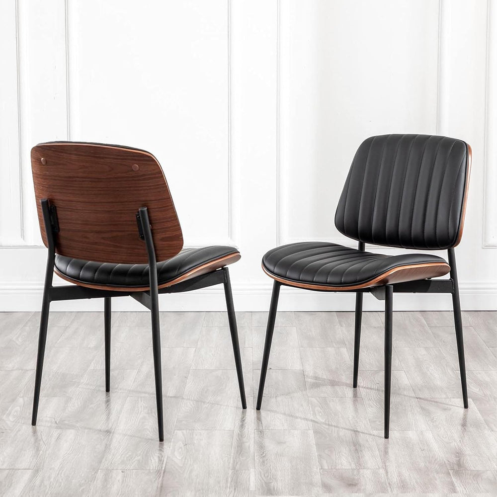 LUNLING Dining Chairs Set of 2 Mid Century Modern Retro Faux Leather Chair wi...