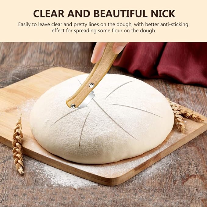 Healeved Bread Lame Dough Scoring Tool Van Wooden Handle 5 Blades, Creative - Image 4