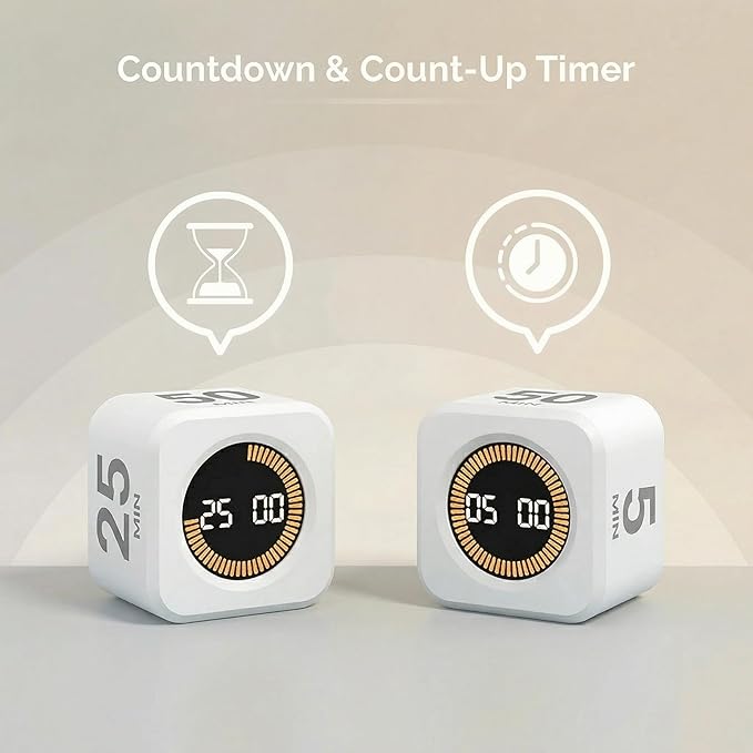 2 Pack - KADAMS Pomodoro Cube Timer Productivity Visual Timer - 5/10/25/50 Min - Image 4