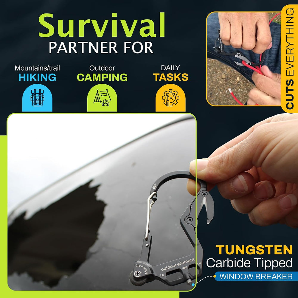OUTDOOR ELEMENT Fire Escape, Emergency Escape Tool, Seatbelt Cutter, Window B...