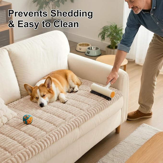 Smiry Couch Cover for Dogs Washable, Non Slip Fuzzy Pet Couch Covers for 3 - Image 6