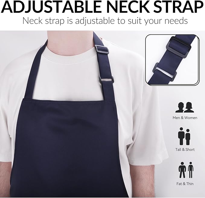 Large Chef Apron for Men and Women, Cooking Kitchen Aprons - Image 4