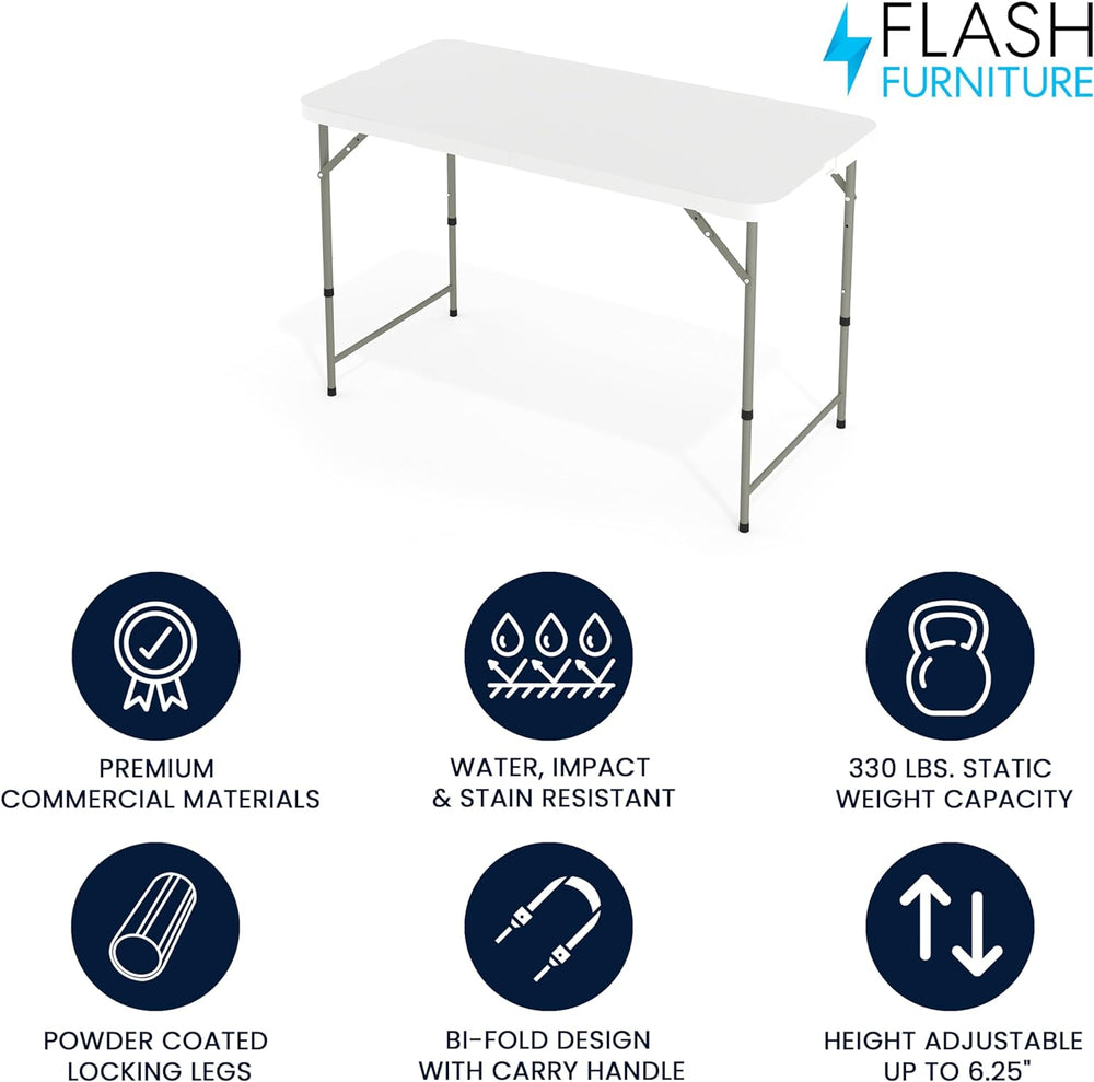 Flash Furniture 4-Foot Bi-Fold Granite White Plastic Folding Table