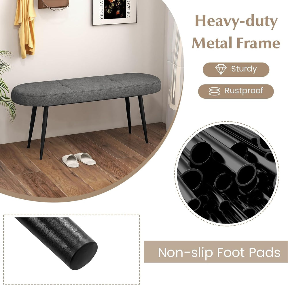 GIANTEX 47 inch Entryway Bench - End of Bed Bench, Upholstered Bench for Bedr...