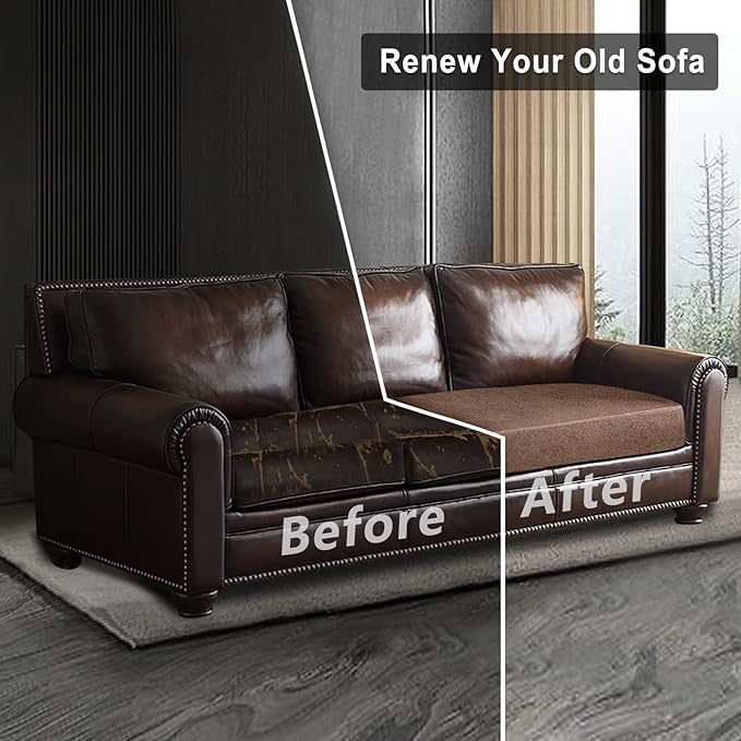 Leather Look Couch Cushion Covers Sofa Seat Slipcovers Sets Couches Furniture - Image 7