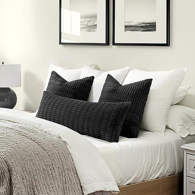 MIULEE Pack of 1 Black Long Body Lumbar Decorative Throw Pillow Cover 14x36 Inch - Image 2