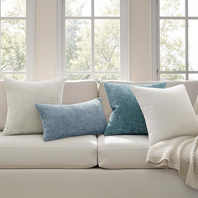 MIULEE Pack of 2 Couch Throw Pillow Covers 20x20 Inch Coastal Light Blue Modern - Image 3