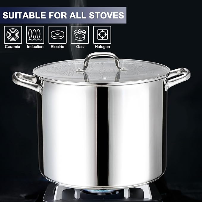 Stainless Steel Large Stock Pot, LIANYU 24 QT Heavy Duty Stockpot - Image 3