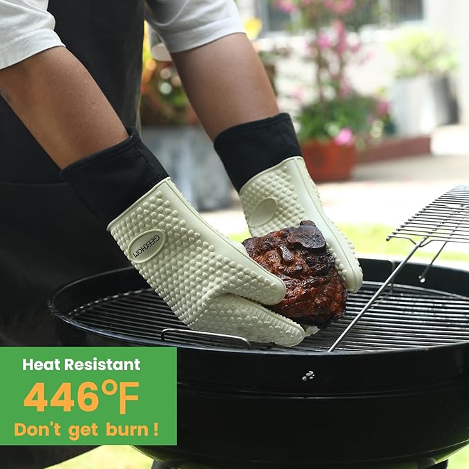 GEEKHOM BBQ Gloves Heat Resistant Oven Mitts - Image 4