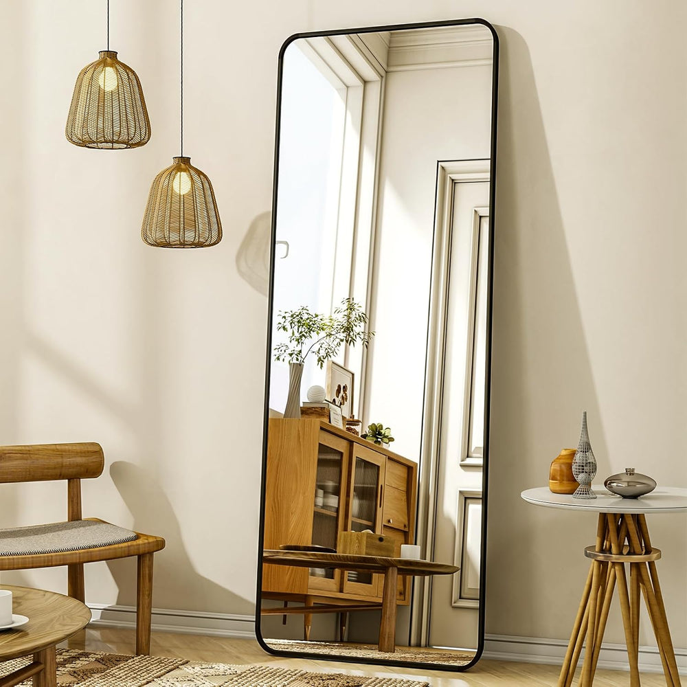 XRAMFY 56"x21" Floor Full Length Mirror Standing Full Body Rounded ...