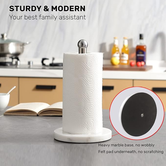 Paper Towel Holder with Sturdy Marble Base, Freestanding Paper Towel Holder - Image 3