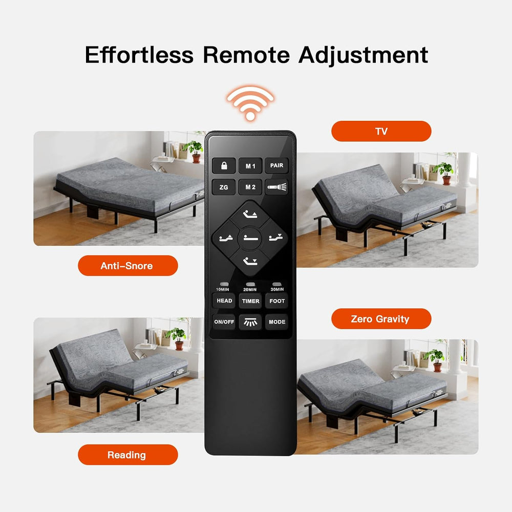 Amada Full Adjustable Bed Frame and 12 Inch Cooling Gel Memory Foam Mattress ...