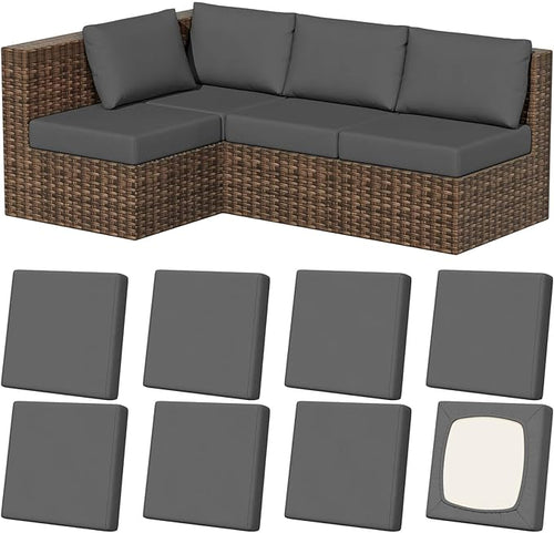 8Pcs Stretch Patio Cushion Covers, Outdoor Couch & Sofa Replacement Slipcovers by VORSHAPE