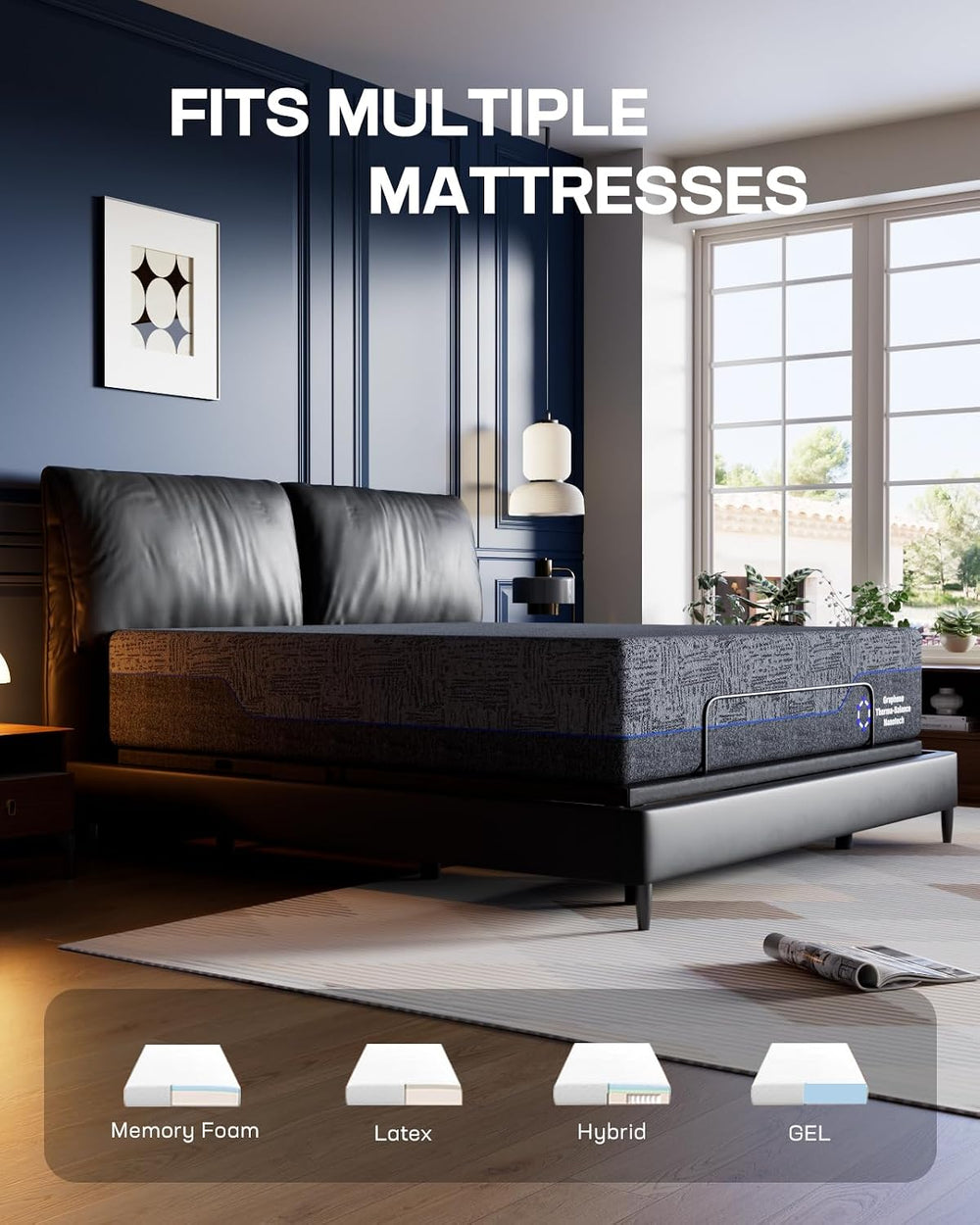 Marsail NS1 Queen Adjustable Bed Base with Massage- Smart Dual Motor Bed Fram...
