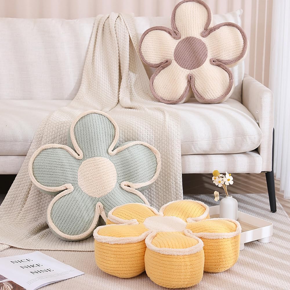 3PCS Flower Pillow, Daisy Throw Pillows, Flower Cushion 15.7 Inch