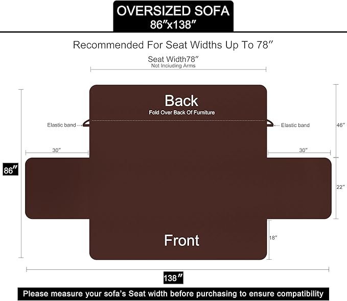 U-NICE HOME Large Sofa Cover Reversible Couch Cover - Image 6