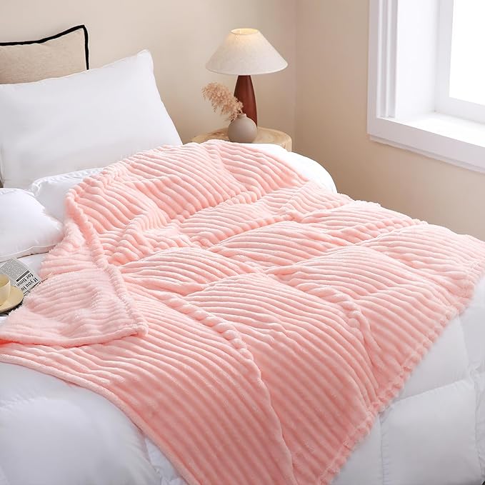 Light Pink Fleece Throw Blanket 50”×70” - Image 2