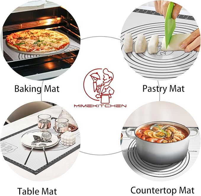 Non Stick Silicone Pastry Mat for Dough Rolling, Silicone Mat for Baking Pizza - Image 3