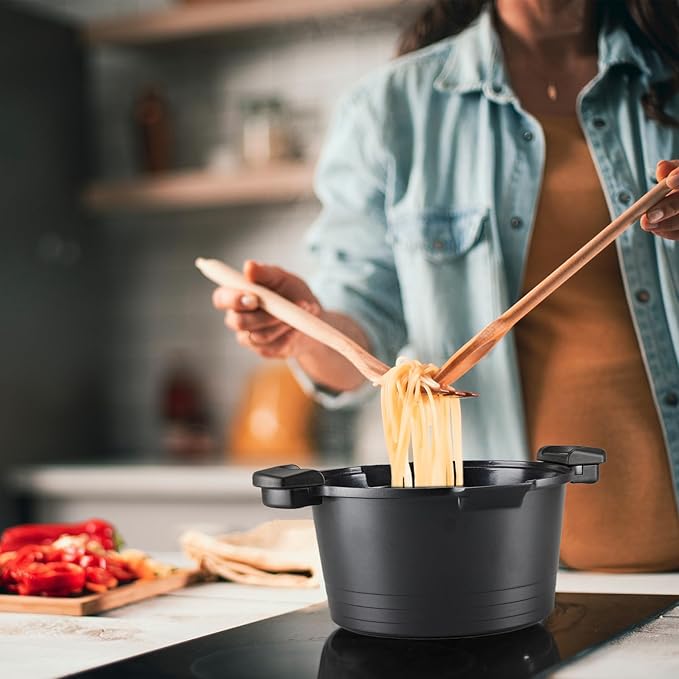 8.5qt Pasta Pot with Strainer Lid, Cast Aluminum Stockpot Multipot, Nonstick - Image 7