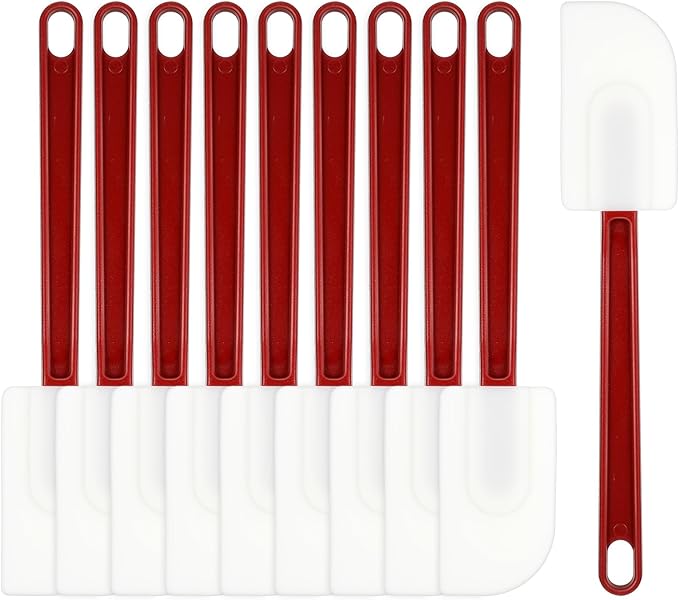 10 Pcs 10 Inch Flexible Rubber Spatulas, Silicone Spatula Set, Commercial Grade by Tobeelec