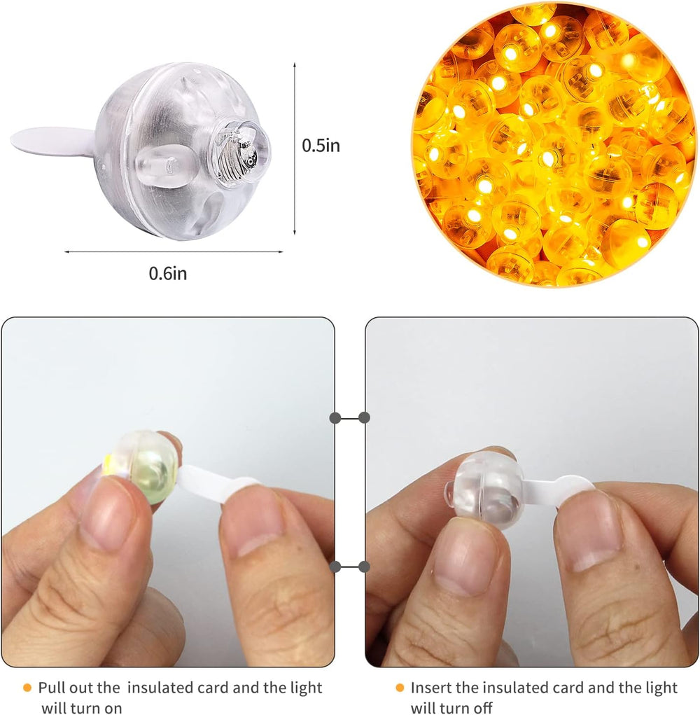 200pcs LED Orange Balloon Lights, Round LED Mini Lights for Paper Lantern Bal...