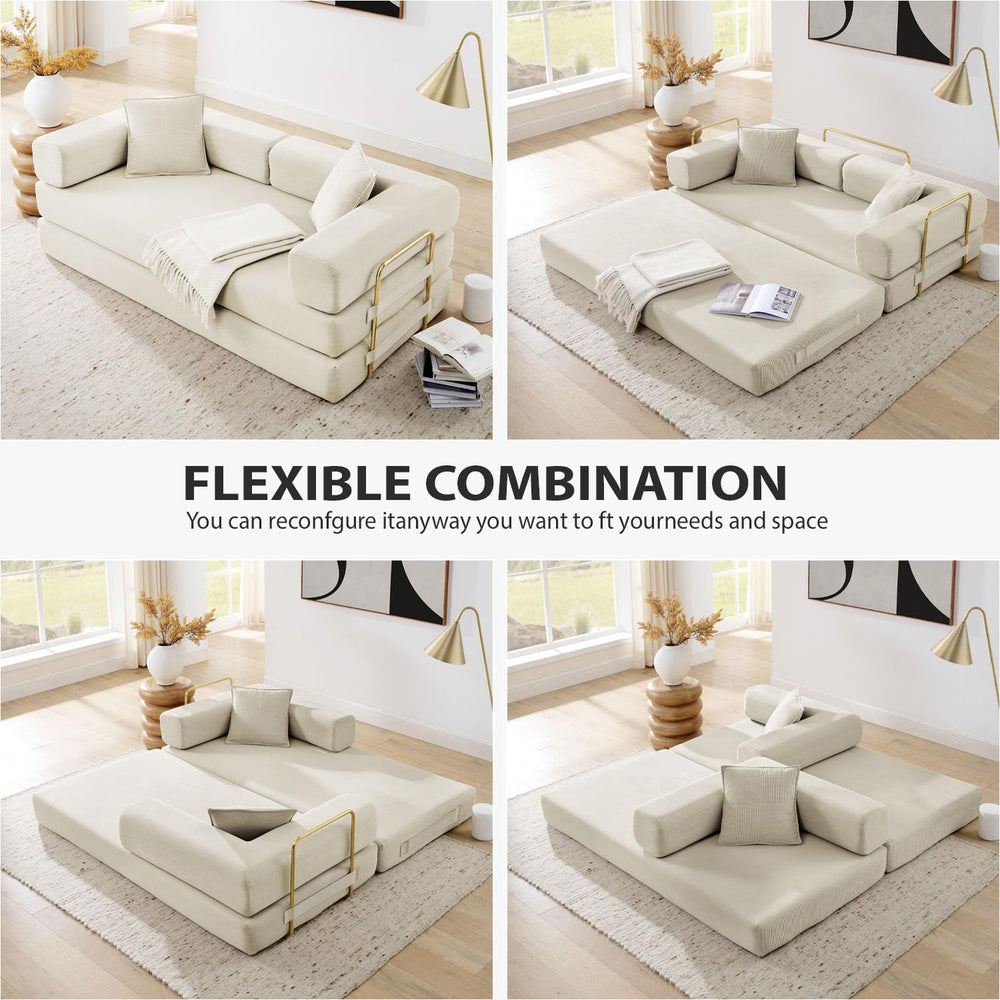 HANXIN 78'' Futon Sleeper Sofa Bed, Boneless Couch for Living Room, B...
