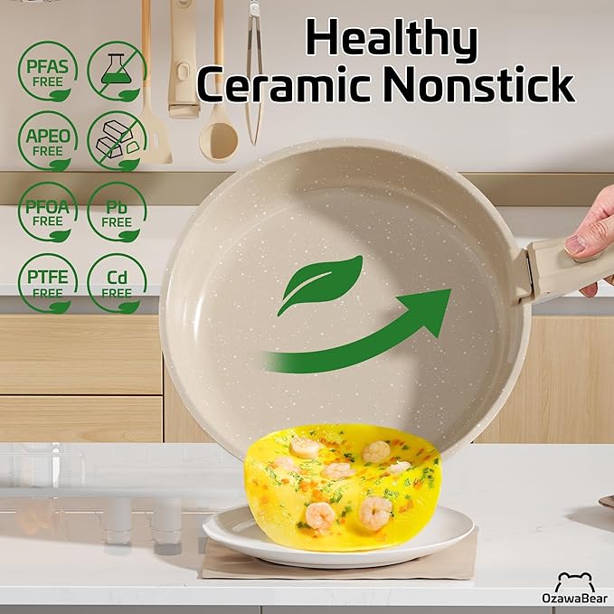 23 Pcs Pots and Pans Set Non Stick, Ceramic Cookware Set Non Toxic - Image 3