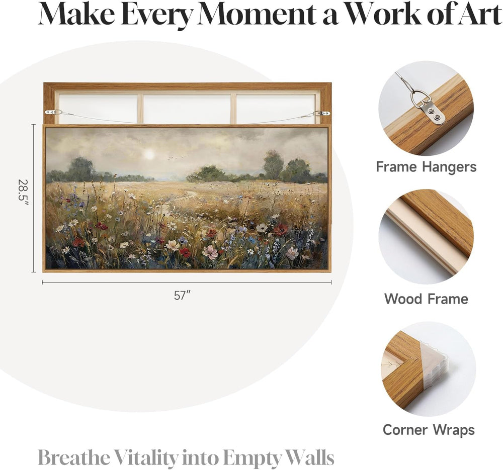 Extra Large Framed Vintage Landscape Wall Art for Living Room, 60x30 Inch