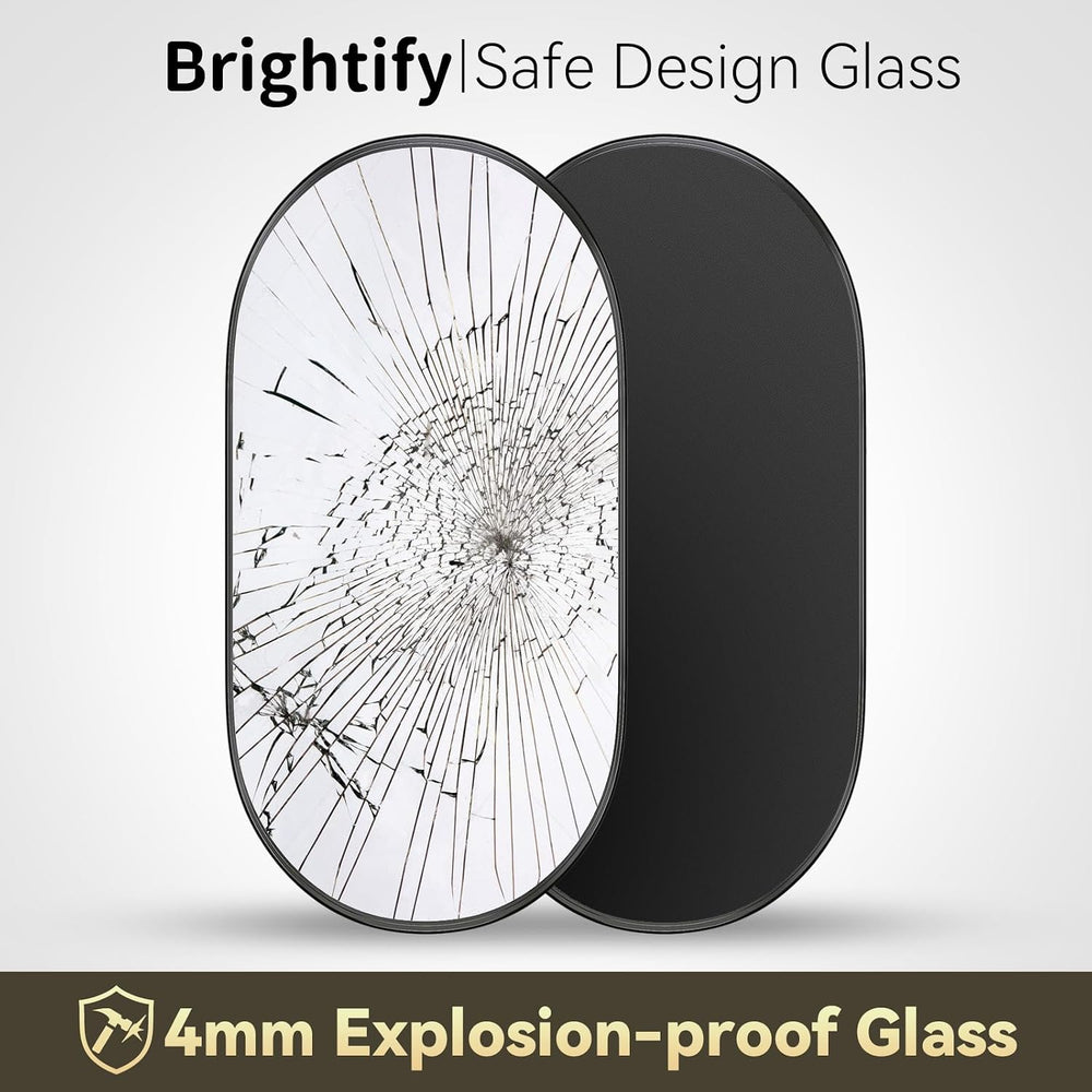 Brightify Black Oval Mirror for Wall 24x48 Inch, Metal Framed Bathroom Vanity...