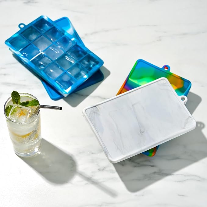 Host Ice Cube Tray with Lid, Makes 15 1.25" Cubes, Durable Silicone Trays - Image 5