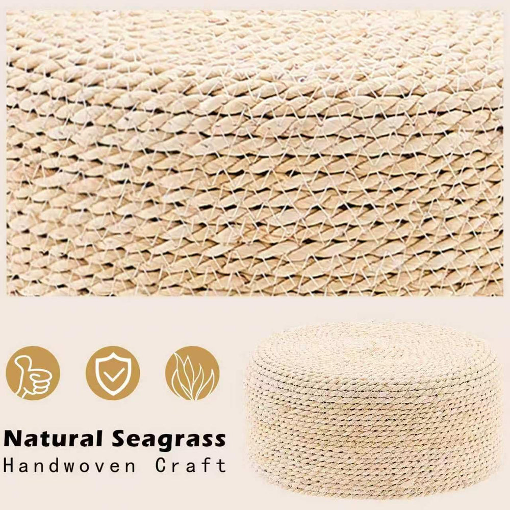 Wimarsbon Round Foot Stool Natural Seagrass Poufs Ottoman Hand Weave Footrest...