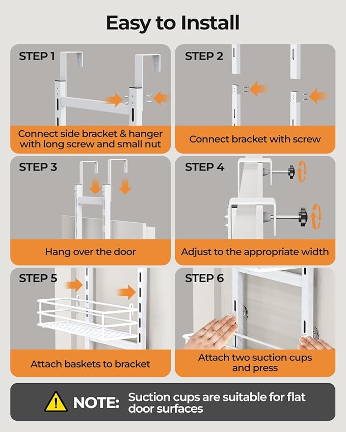 Adjustable 5-Tier Over the Door Pantry Organizer, Spice Rack, Narrow Hanging - Image 6
