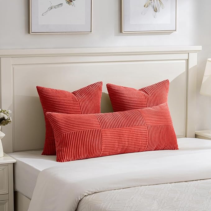 Fancy Homi 2 Packs Red Decorative Throw Pillow Covers 18x18 Inch - Image 5