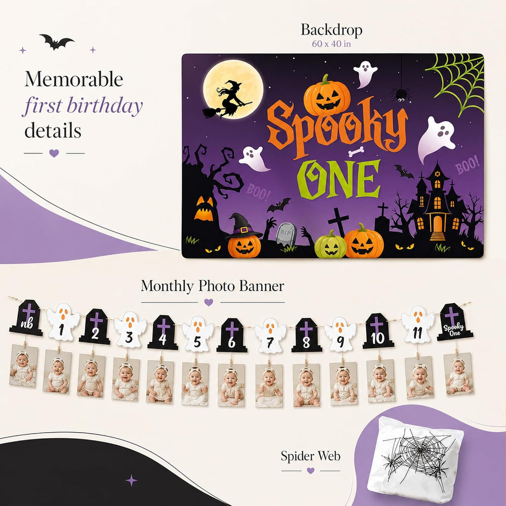 Halloween 1st Birthday Party Decorations,Spooky One Birthday Supplies Decor