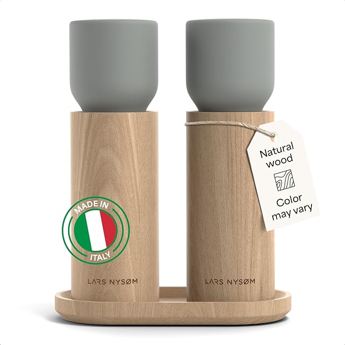 LARS NYSØM Wooden Salt and Pepper Grinder Set Manual by LN