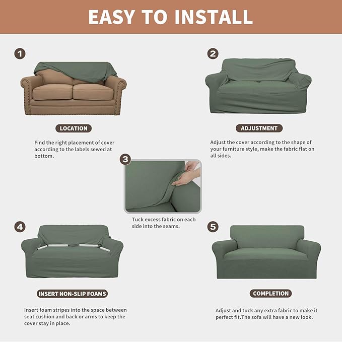 Easy-Going 100% Waterproof Oversized Loveseat Couch Cover, Dual Waterproof Sofa - Image 5