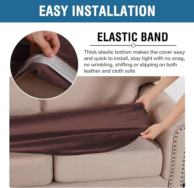 H.VERSAILTEX Velvet Stretch Individual Couch Cushion Cover Plush Cushion - Image 4