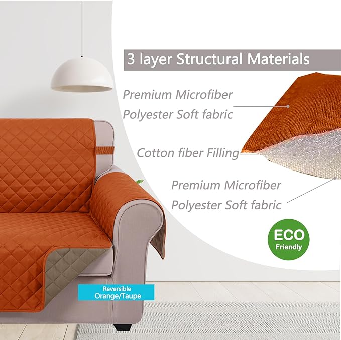 U-NICE HOME Reversible Oversized Chair Covers Quilted Water Repellent Pet - Image 5