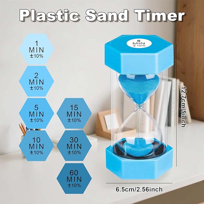 Hourglass Sand Timer 5 Minute, Plastic Unbreakable Hexagon Hourglass Sand Clock - Image 4