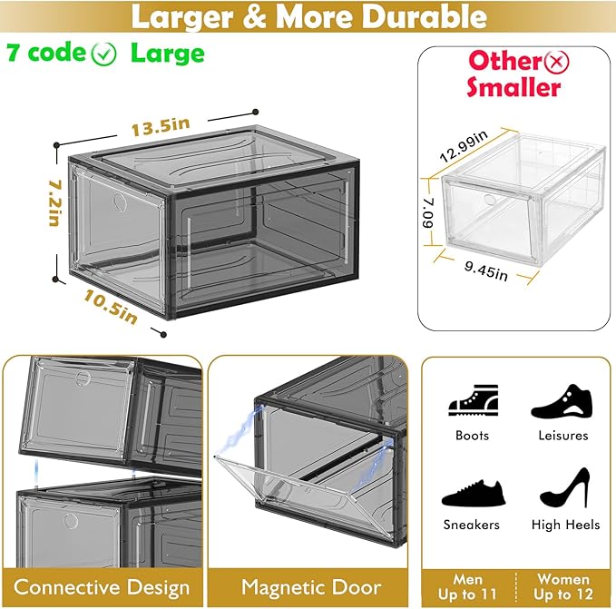 7 code Large Clear Shoe Boxes Organizer【Thicker Material】 Stronger Shoe Box - Image 3
