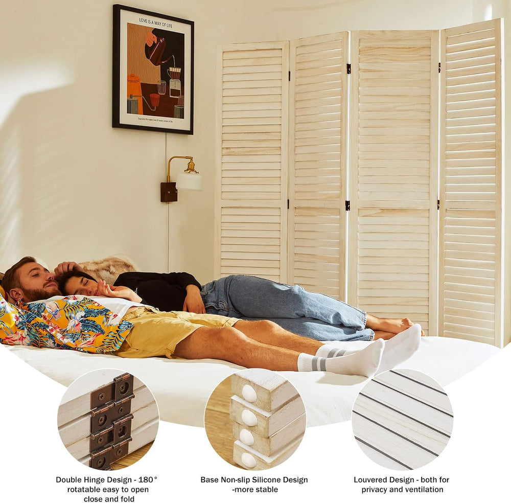 Room Dividers and Folding Privacy Screens, Wood Louvered Separators Divider W...