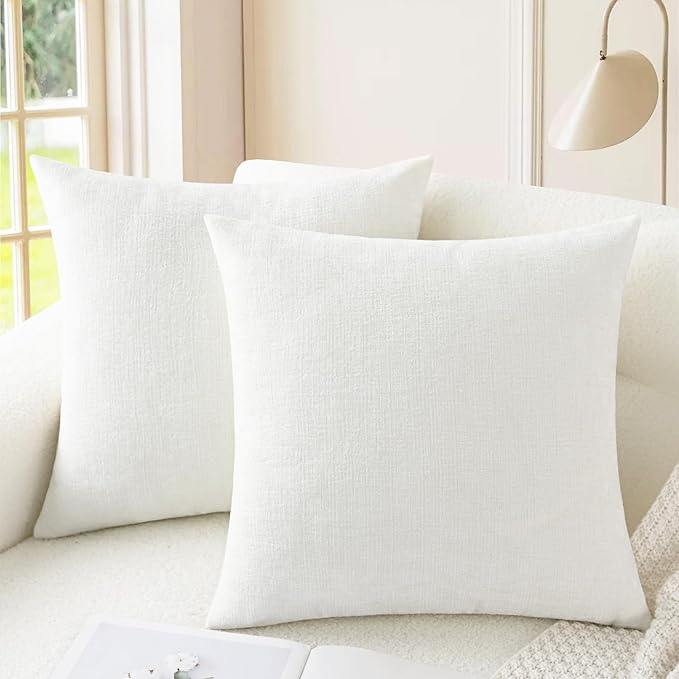 CaliTime Throw Pillow Covers Decorative 20 X 20 Inches Pack of 2 Cozy Chenille by CaliTime