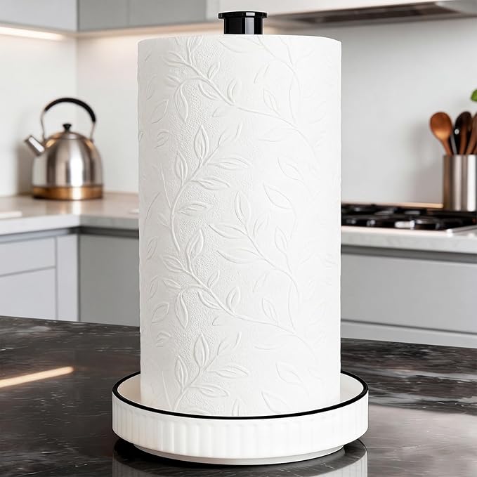 VROOMIUM Paper Towel Holder Countertop, Fits Double to Family Rolls, Elegant by VROOMIUM-BETTERDESIGN