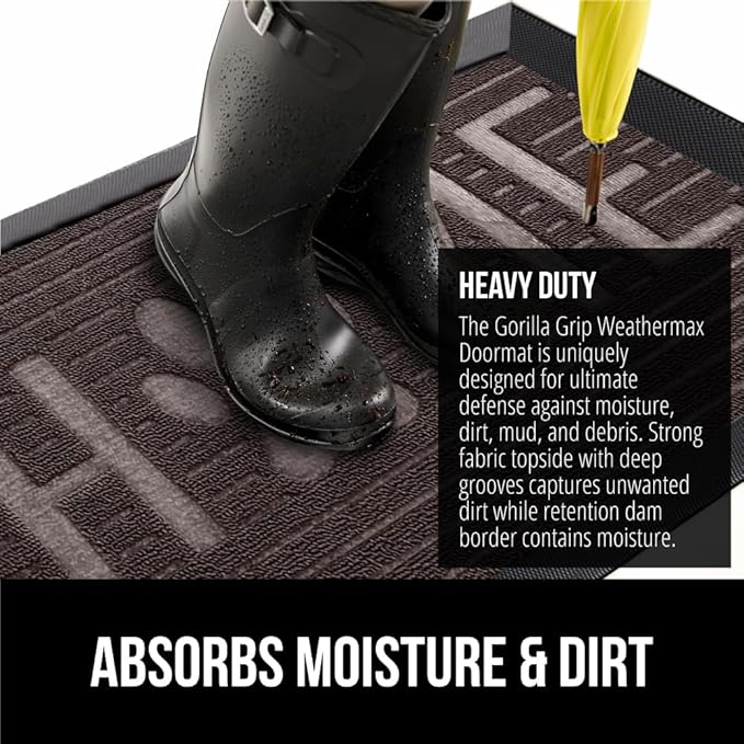 GORILLA GRIP 100% Waterproof All-Season WeatherMAX Doormat US Designed Natural - Image 4